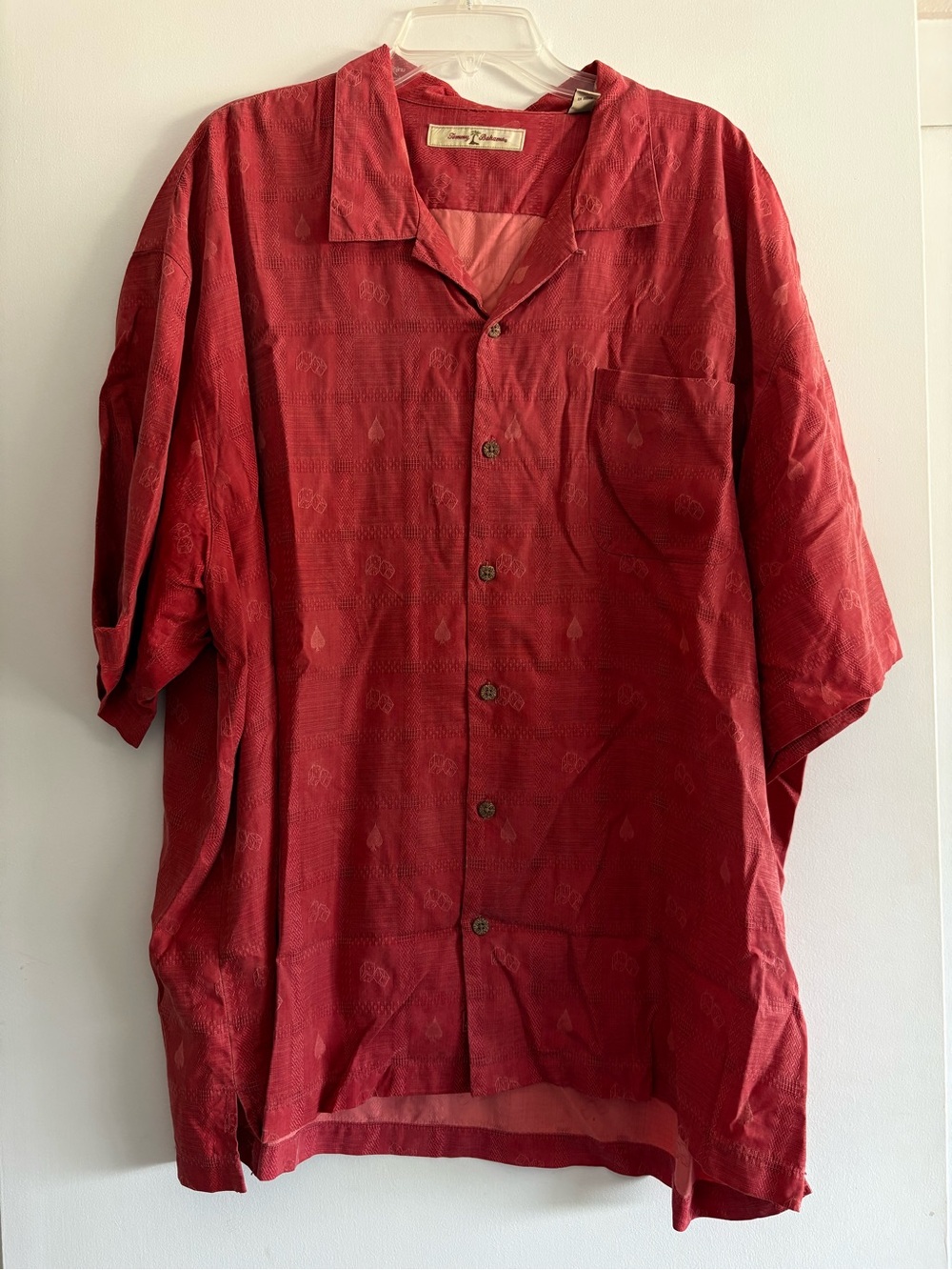 Vintage Red Short Sleeve Button-Up Tommy Bahama XXL Silk Poker Shirt